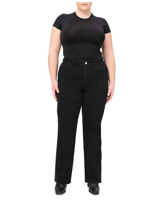 Warp & Weft Black Rfd Plus High Rise Straight Jeans