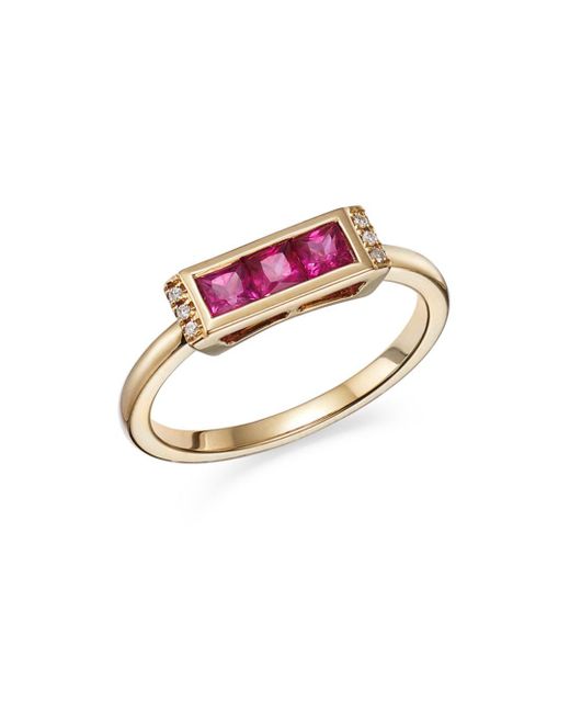 Bloomingdale's Metallic Ruby & Diamond Accent Stacking Band In 14k Yellow Gold