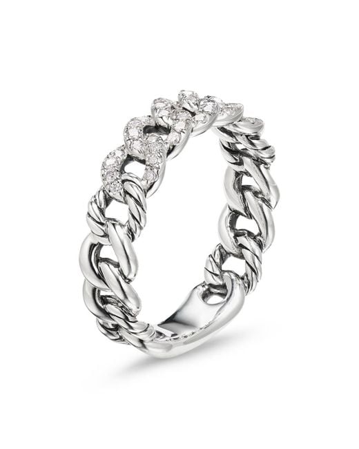 Belmont Curb Link Narrow Ring With Pavé Diamonds 2025