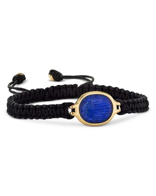 David Yurman Synthetic 18k Yellow Gold Cairo Lapis Lazuli Etched Scarab