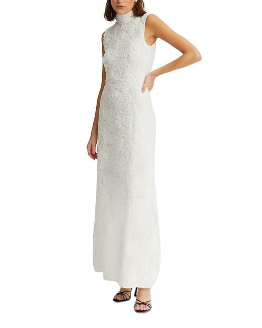 rotate birger christensen flower mesh maxi dress ROTATE BIRGER CHRISTENSEN Flower Mesh Maxi Dress in White