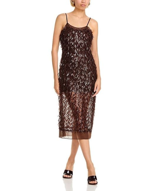 3.1 Phillip Lim Brown Sequin Mesh Slip Dress