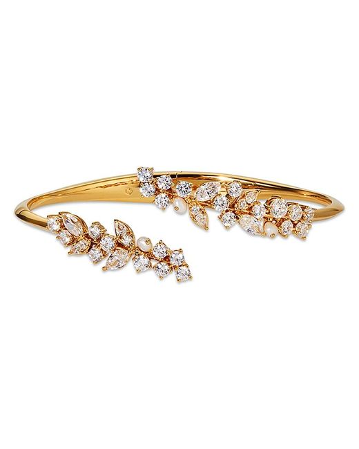 Nadri White Ravish Laurel Cubic Zirconia & Freshwater Pearl Bypass Bracelet