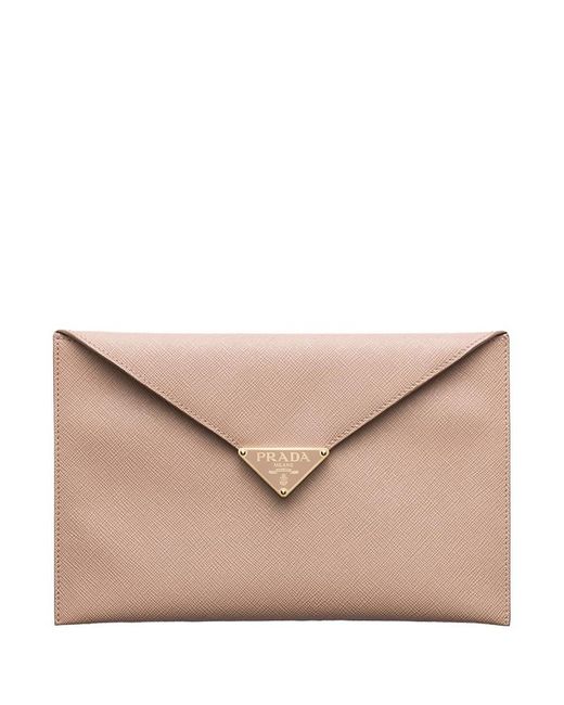 Prada Natural Saffiano Leather Envelope Clutch