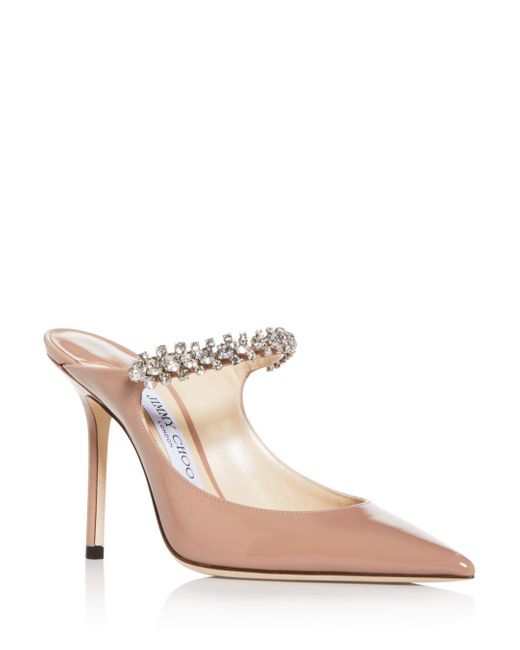 Jimmy Choo Bing 100 Crystal Strap Mules In Patent Leather in Pink - Save 12% - Lyst