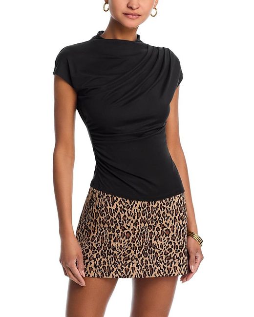 Aqua Black Draped Top