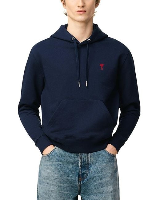 AMI Blue Logo Hoodie for men