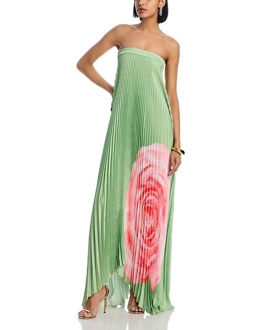 L'idée Green Bisous Pleated Gown