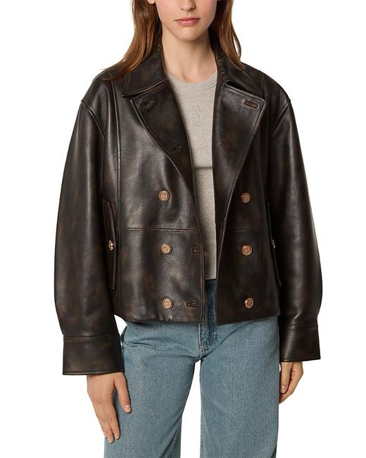Tresser Black Double Breasted Leather Jacket