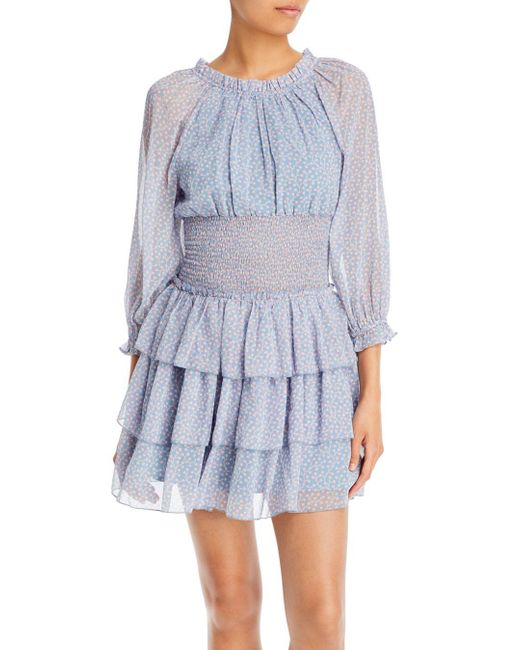 French Connection Synthetic Diana Tiered Smocked Mini Dress in Blue ...