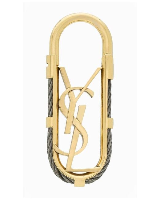 Saint Laurent Metallic Cassandre Cable Key Ring
