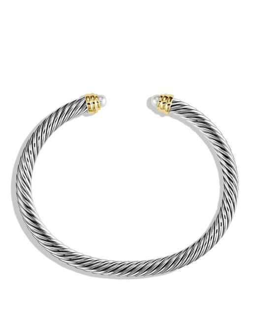 David Yurman Metallic Cable Classics Bracelet With Cultured Freshwater Pearls And 14K, 5Mm