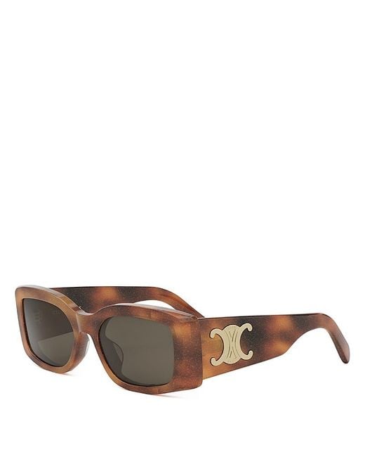 Céline Brown Maxi Triomphe Rectangular Sunglasses, 53Mm