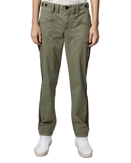 Zadig & Voltaire Cotton Pamela Stripe Cargo Pants in Green Lyst