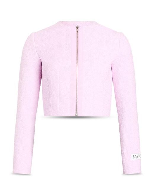 Patou Pink Collarless Zip Front Jacket