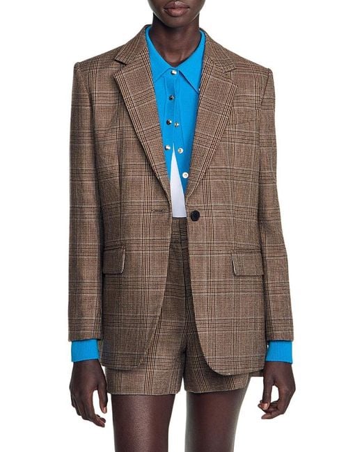 Sandro Brown Finley Wool Blazer