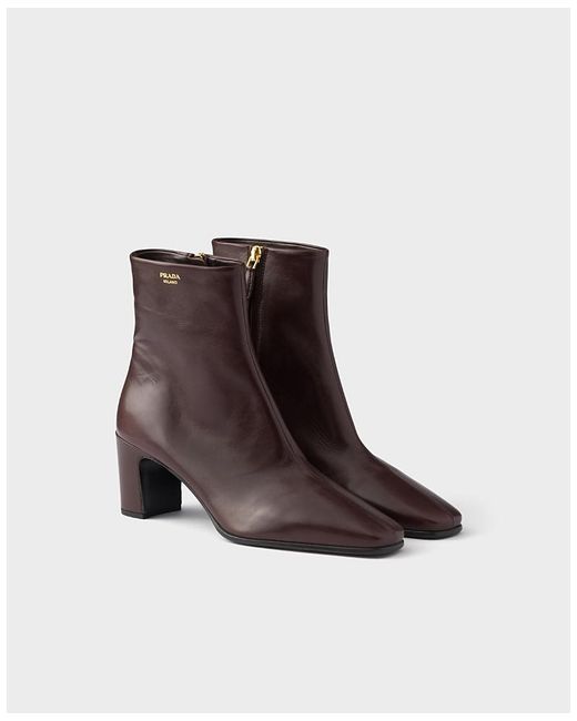 Prada Brown Leather Booties