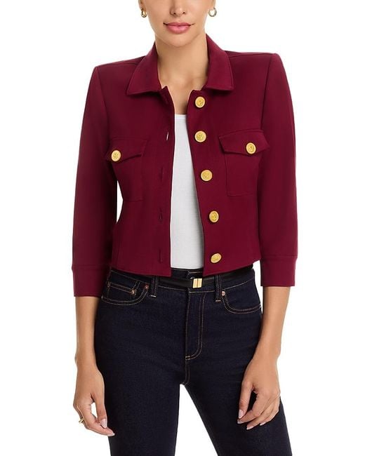 L'Agence Red Kumi Button Front Crop Jacket