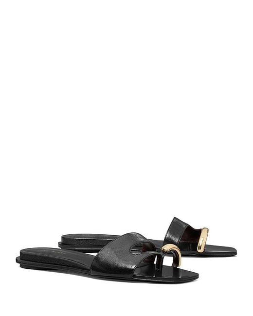 Tory Burch White Pierced Slide Sandals