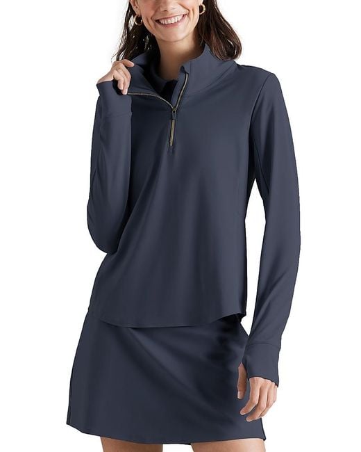 Rhone Blue Course To Court Quarter Zip Top