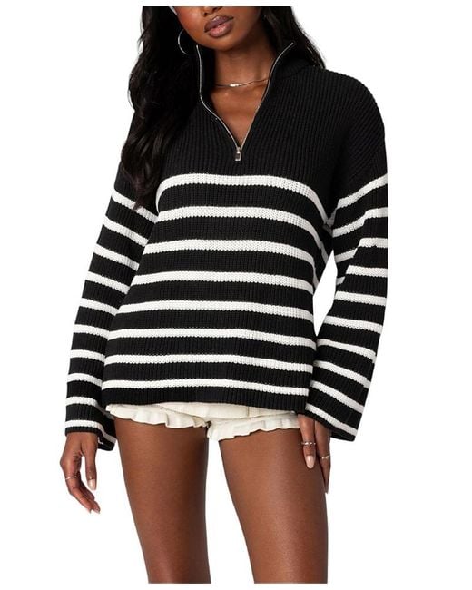 Edikted Black Oversized Quarter Zip Sweater