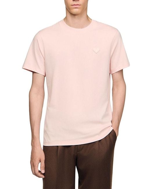 Sandro Pink Tee With Heart Patch for men