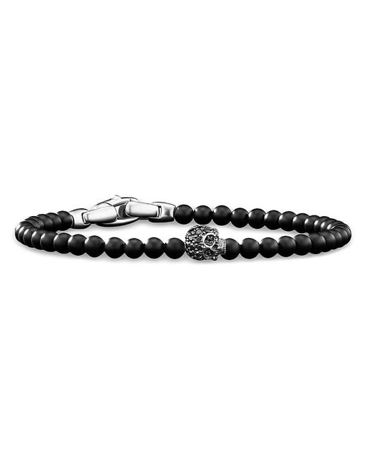 David Yurman Black Sterling Memento Mori Onyx & Diamond Skull Bracelet for men
