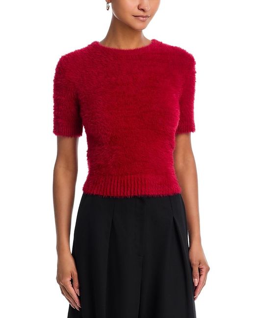 Helmut Lang Red Cropped Eyelash Tee