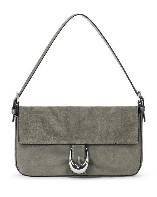 Staud Gray Harlow Suede Shoulder Bag