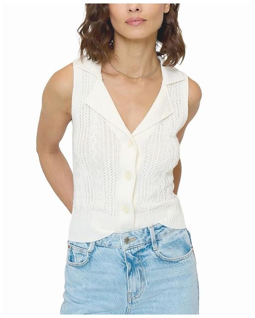 Central Park West White Sienna Sleeveless Cable Vest