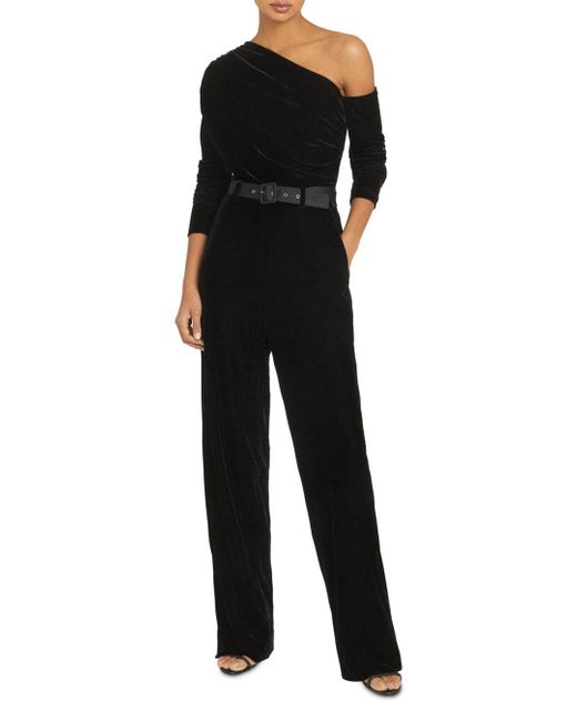 Reiss Elyse Asymmetrical Jumpsuit in Black Lyst
