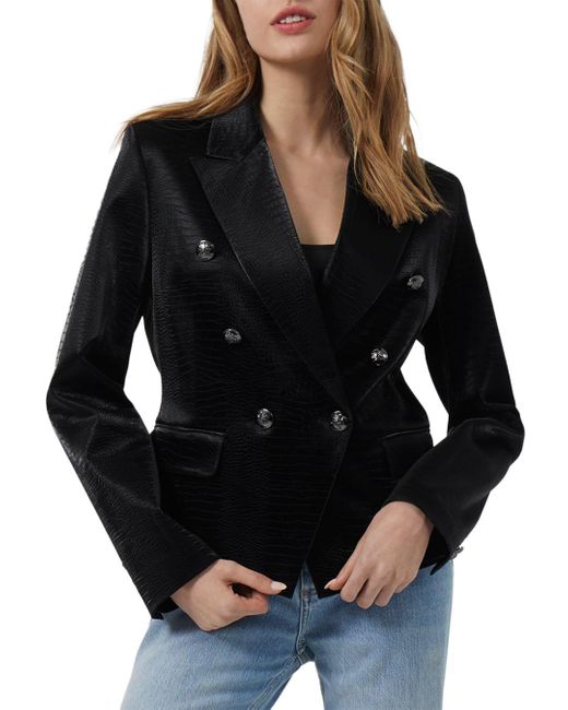 French Connection Ivar Croc Embossed Velvet Blazer in Black | Lyst