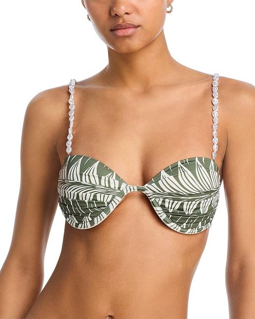 Palmacea Green Alicia Printed Shell Strap Bikini Top