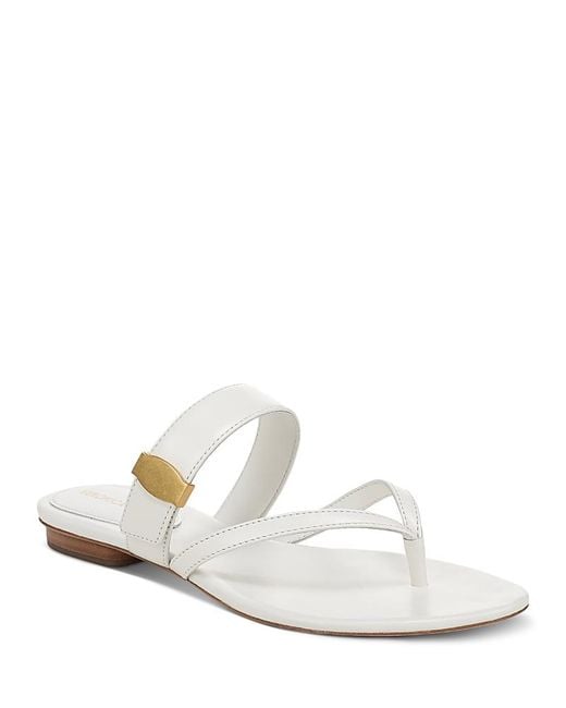 Veronica Beard White Salva Dash Flat Sandals