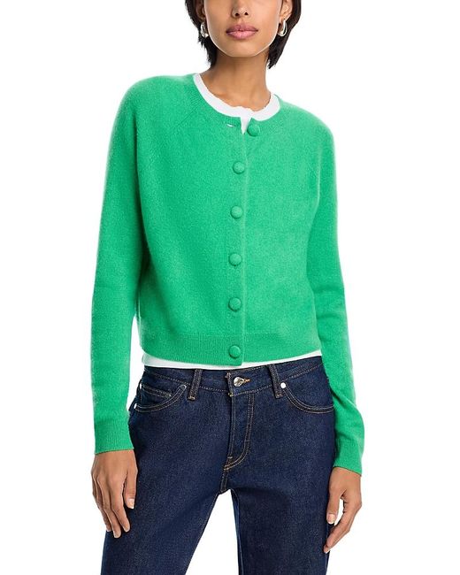 Aqua Green Cashmere Crewneck Cardigan