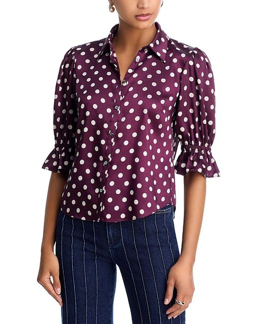 Cinq À Sept Blue Camille Polka Dot Silk Blouse