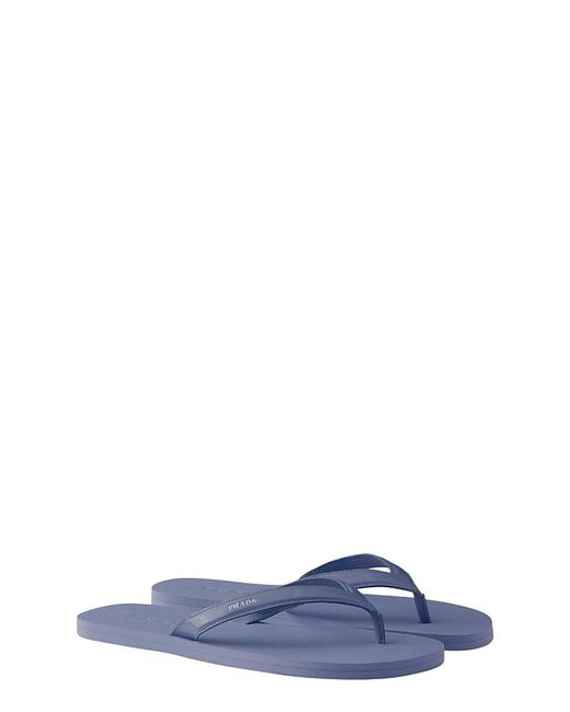 Prada Blue Brushed Leather Flip-Flops for men