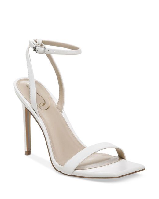 Sam Edelman Leather Orchid Square Toe High Heel Sandals in White Lyst