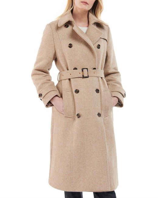 Barbour Aubrey Belted Herringbone Trench Coat in Natural Lyst Canada