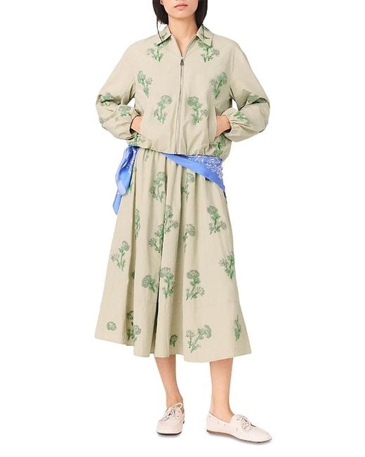 Maje Natural Embroidered Technical Bomber Jacket