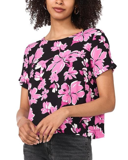 Vince Camuto Pink Rolled Cuff Short Sleeve Tee