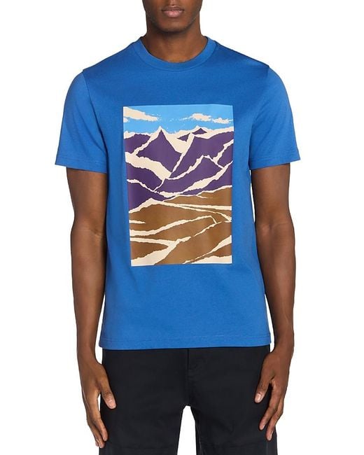 Moncler Blue Graphic Tee for men