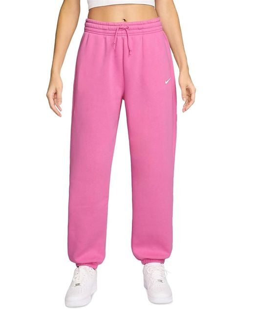 Nike Pink Phoenix Fleece High Rise Oversized Pants