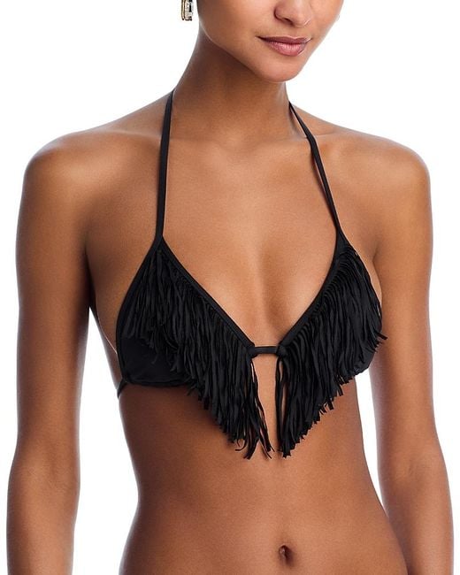 L*Space Black L*Space Sienna Fringe Triangle Bikini Top