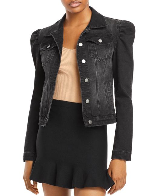 Aqua Puff Sleeve Denim Jacket in Washed 