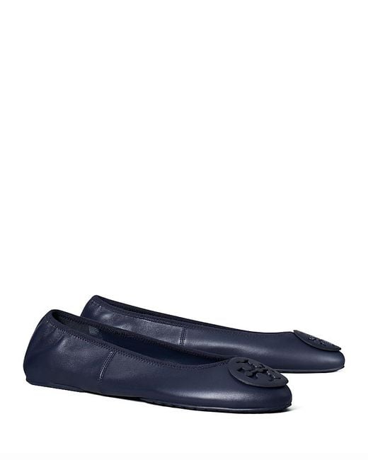 Inverted Blue Color Tory Burch Reva Travel Ballet Flats in Blue | Lyst