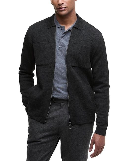 Barbour Black Crosscombe Knitted Jacket for men