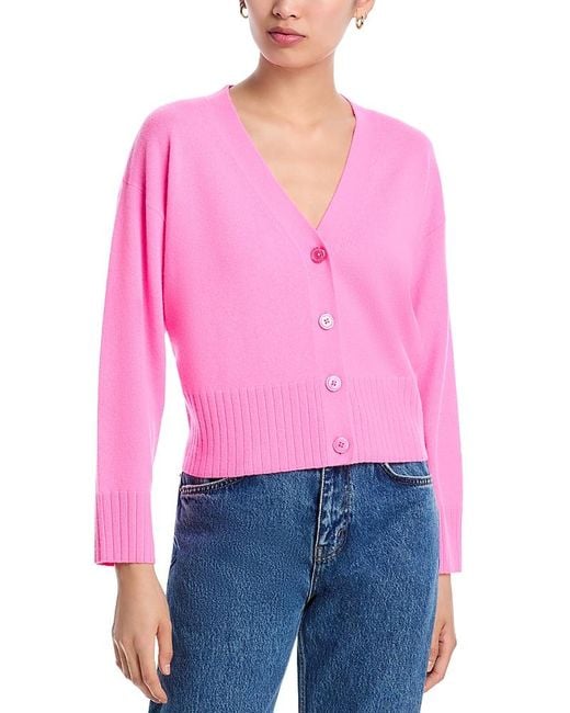 Aqua 100% Cashmere V Neck Cardigan in Pink Lyst UK