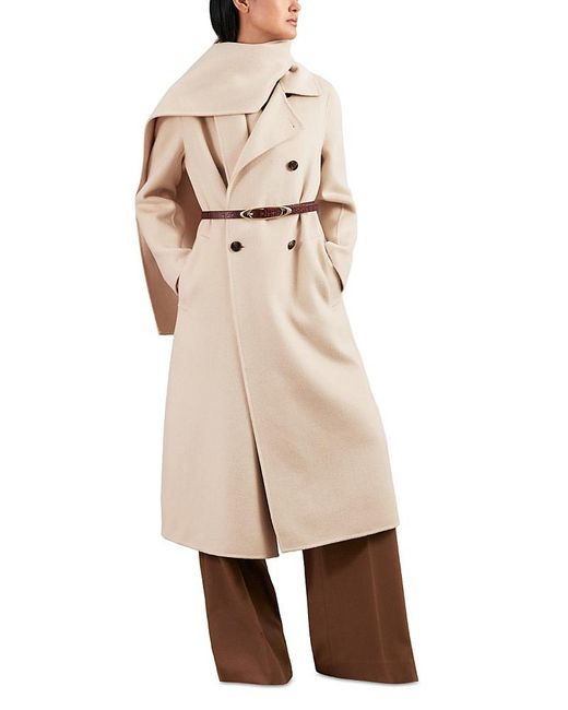 Reiss Natural Petites Indira Long Scarf Blindseam Coat
