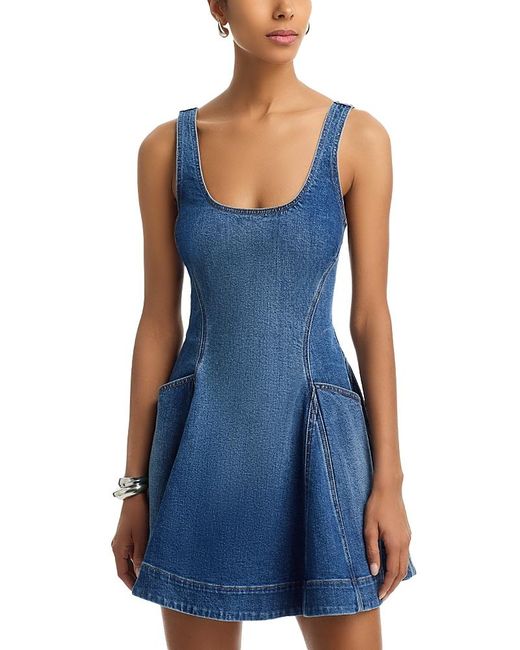 Self-Portrait Women's Blue Flared Denim Mini Dress - www.confineg.com